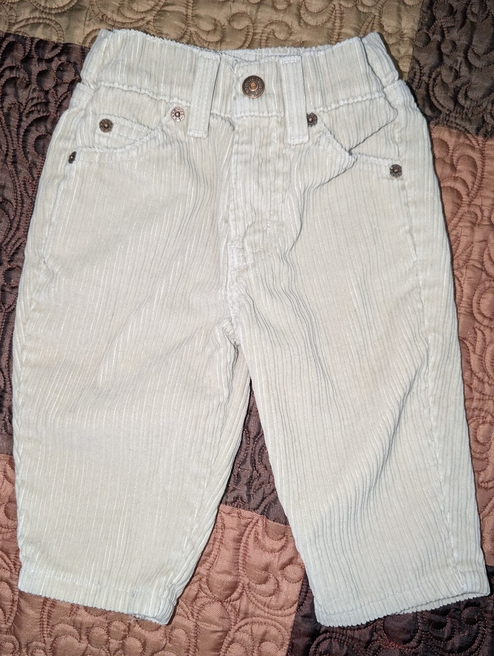 Vintage Orange Tab Kids Light Cream Levi's Corduroy Pants Size 12 Month